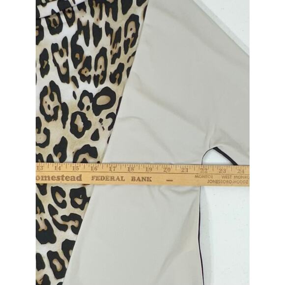 Chicos Tunic Size 3 or XL Asymmetrical Hem Leopard Black‎ Color Block 3/4 Sleeve - Picture 8 of 8